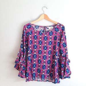 All for Color Fireside Spark Eva Flared Sleeve Top